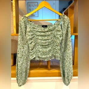 Lulus Green Floral Top